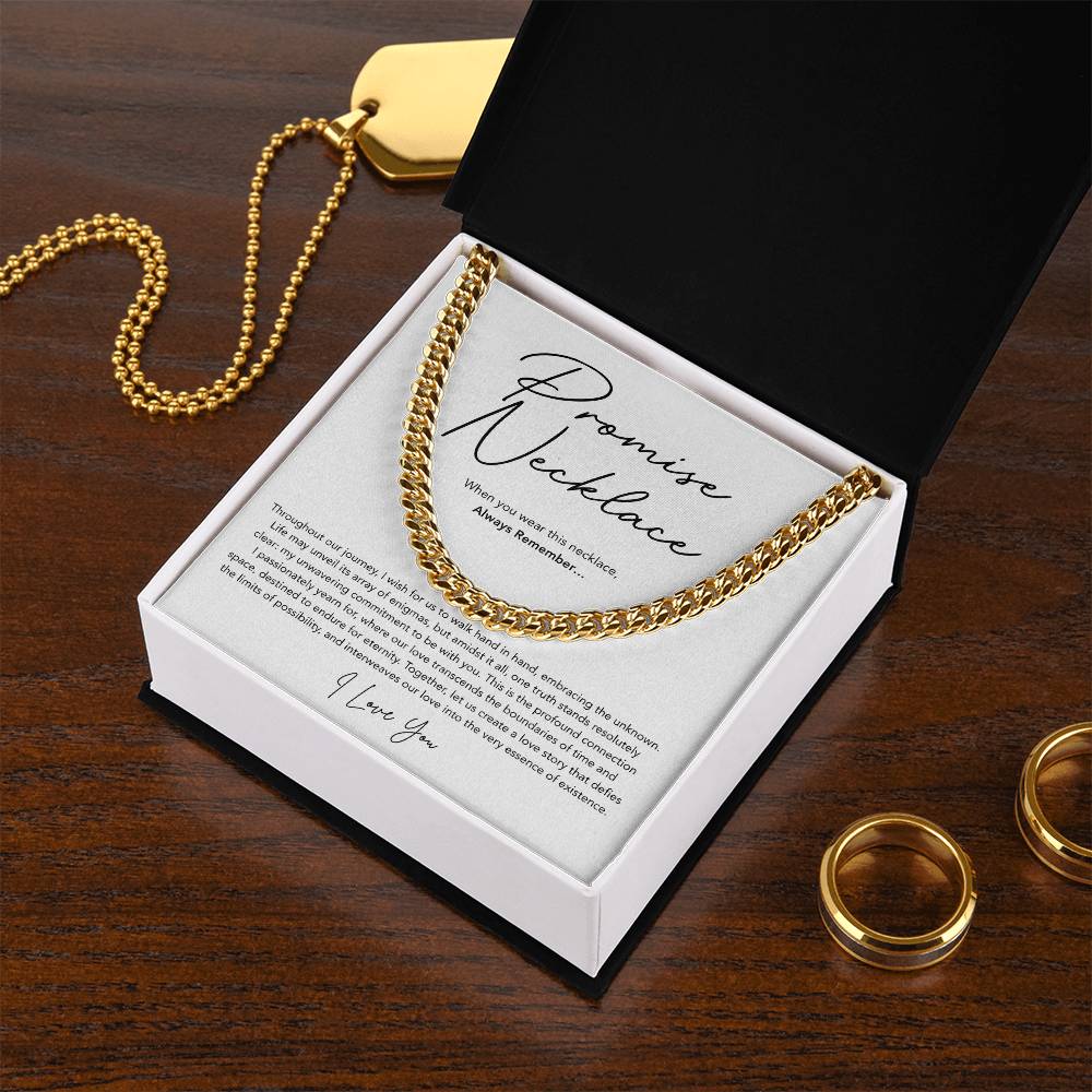 Promise Necklace for him - Cuban Link Chain - White