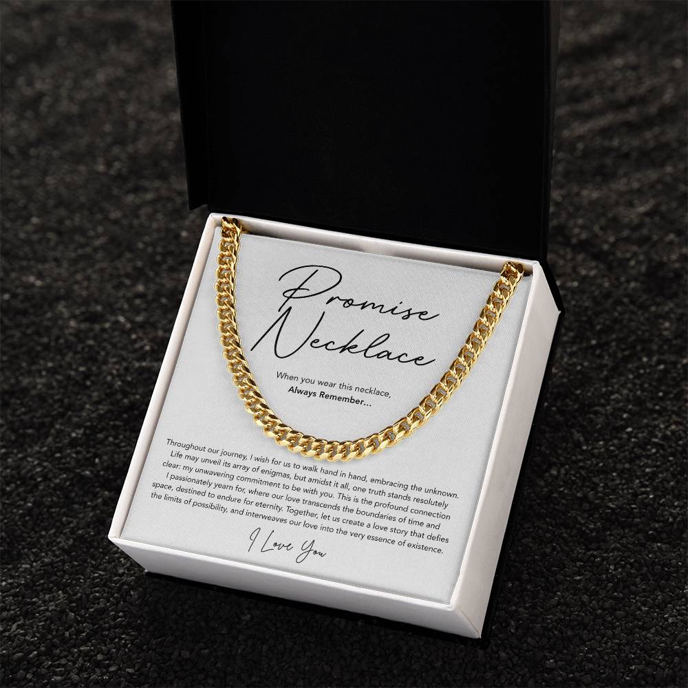 Promise Necklace for him - Cuban Link Chain - White
