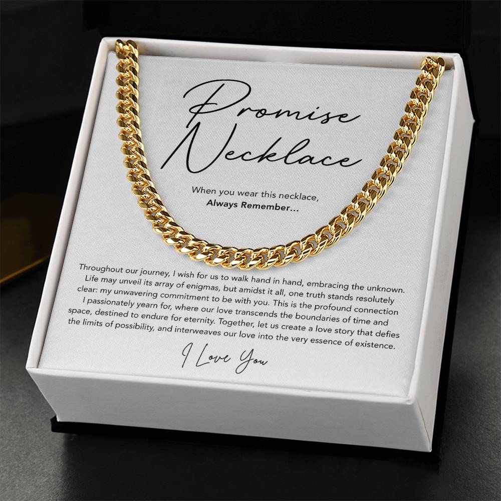 Promise Necklace for him - Cuban Link Chain - White