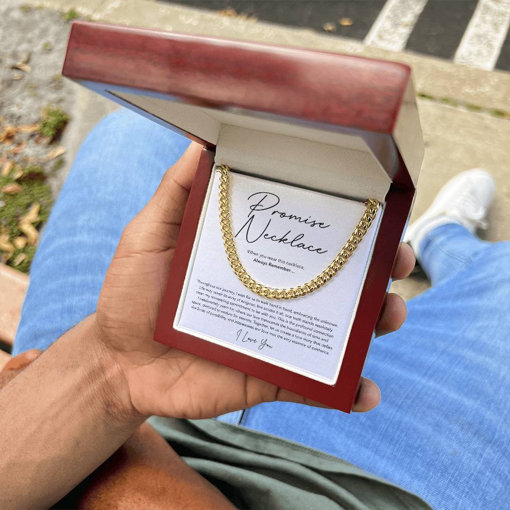 Promise Necklace for him - Cuban Link Chain - White
