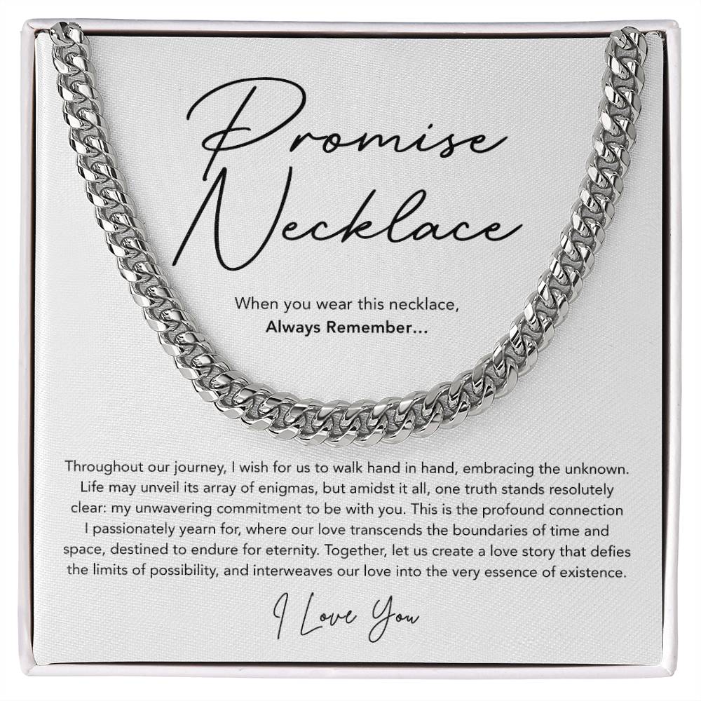 Promise Necklace for him - Cuban Link Chain - White