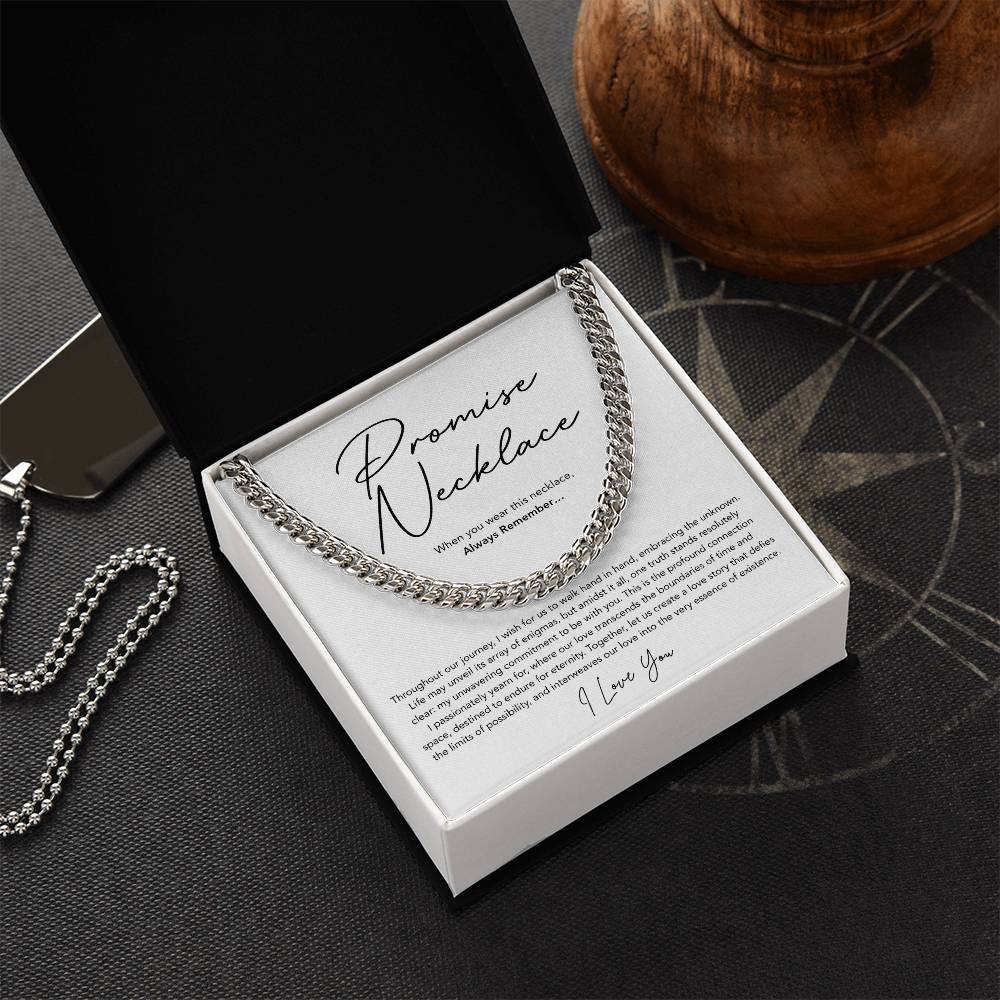 Promise Necklace for him - Cuban Link Chain - White