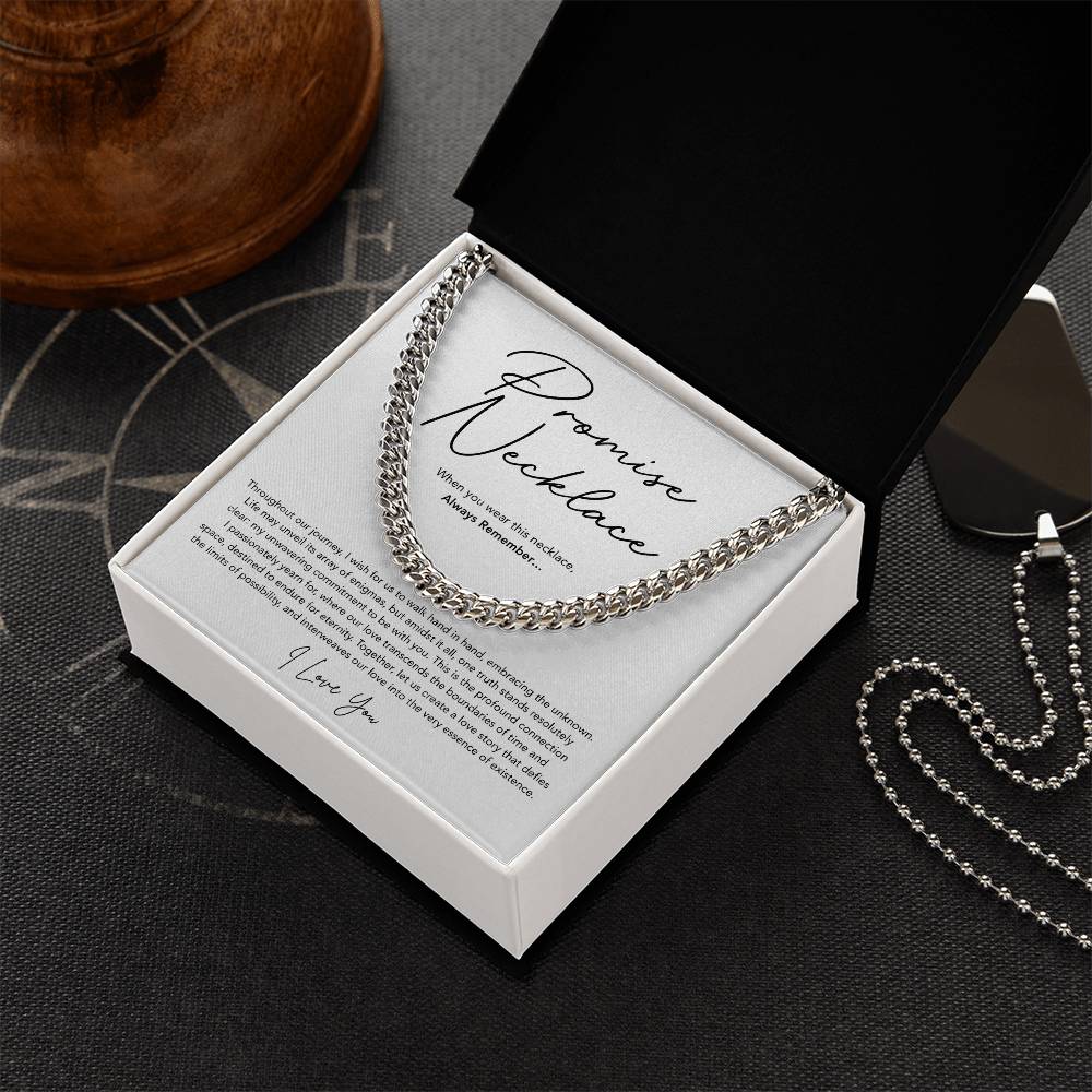 Promise Necklace for him - Cuban Link Chain - White
