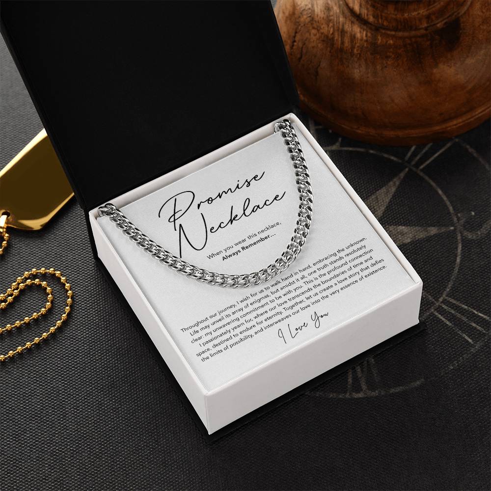 Promise Necklace for him - Cuban Link Chain - White