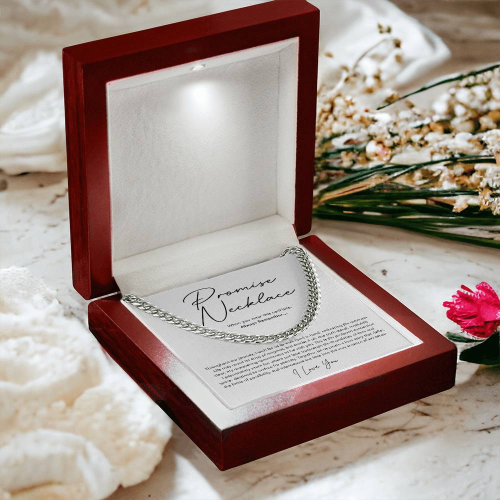 Promise Necklace for him - Cuban Link Chain - White