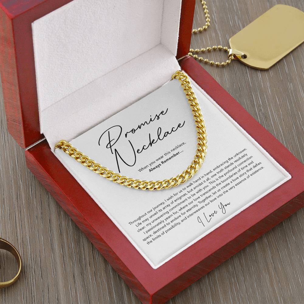 Promise Necklace for him - Cuban Link Chain - White