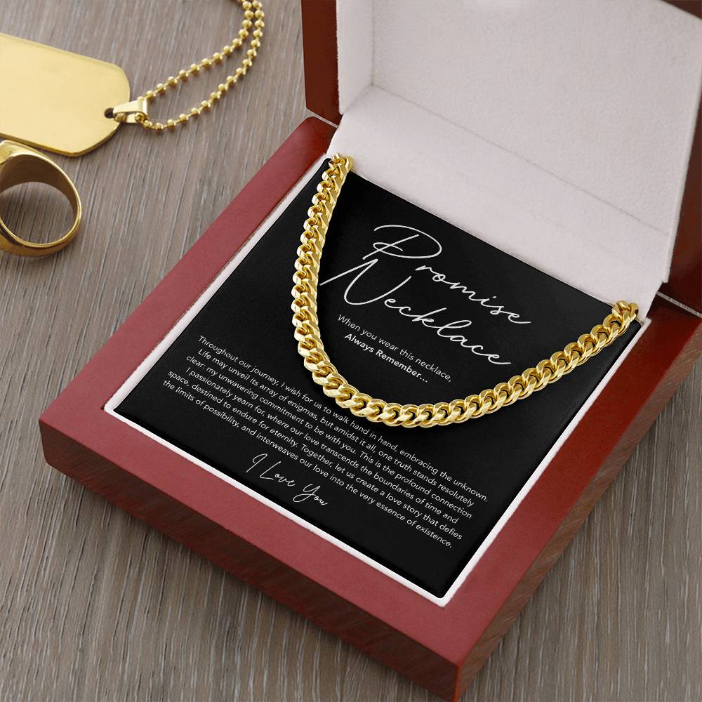 Promise Necklace for him - Cuban Link Chain - Black