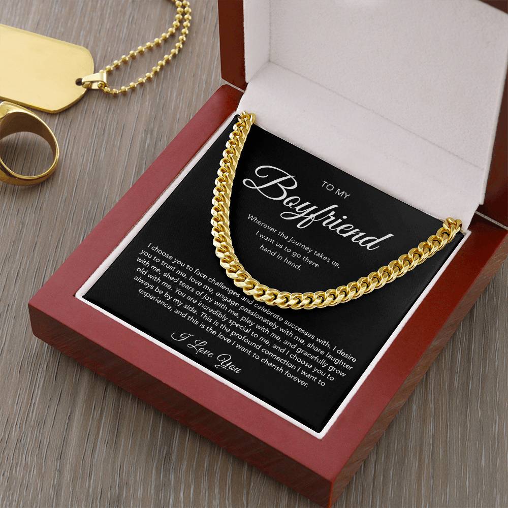 Boyfriend Necklace - Connection - Cuban Link Chain - Black