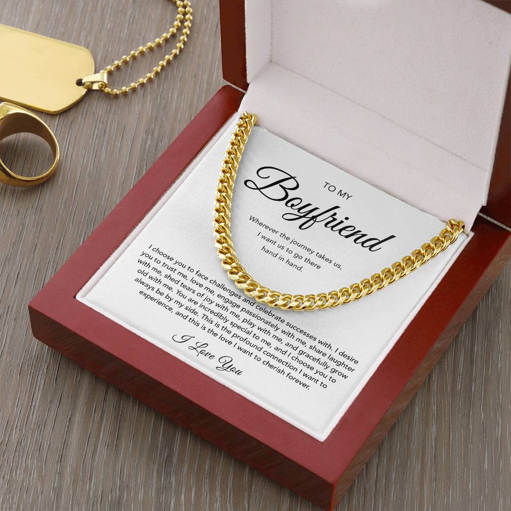 Boyfriend Necklace - Connection - Cuban Link Chain - White