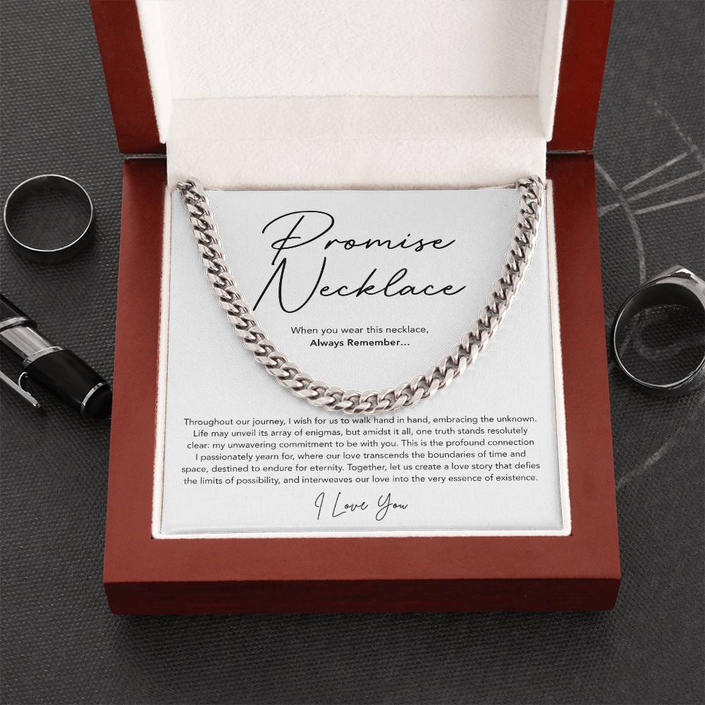 Promise Necklace for him - Cuban Link Chain - White