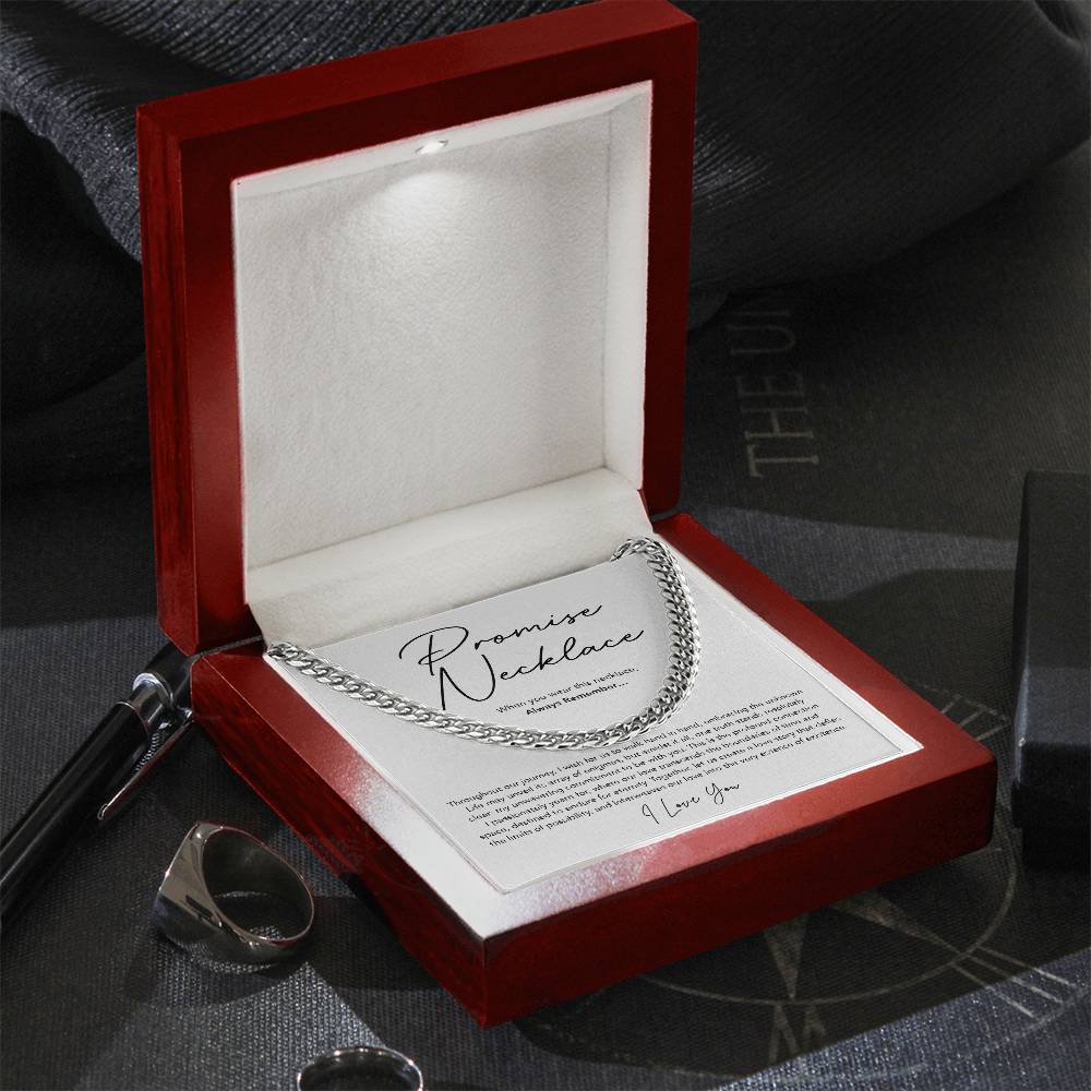 Promise Necklace for him - Cuban Link Chain - White