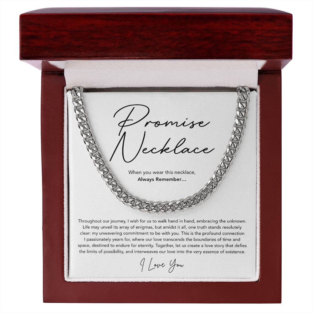 Promise Necklace for him - Cuban Link Chain - White