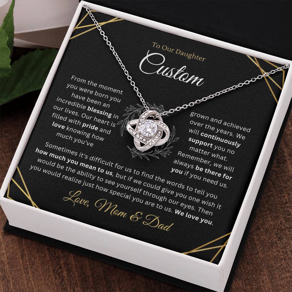 TO MY DAUGHTER - Custom Name - LOVE-KNOT NECKLACE