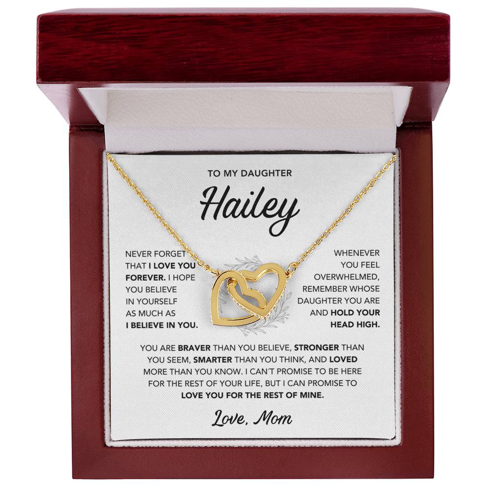 Daughter Necklace from Mom - Custom Name - Interlocking Hearts