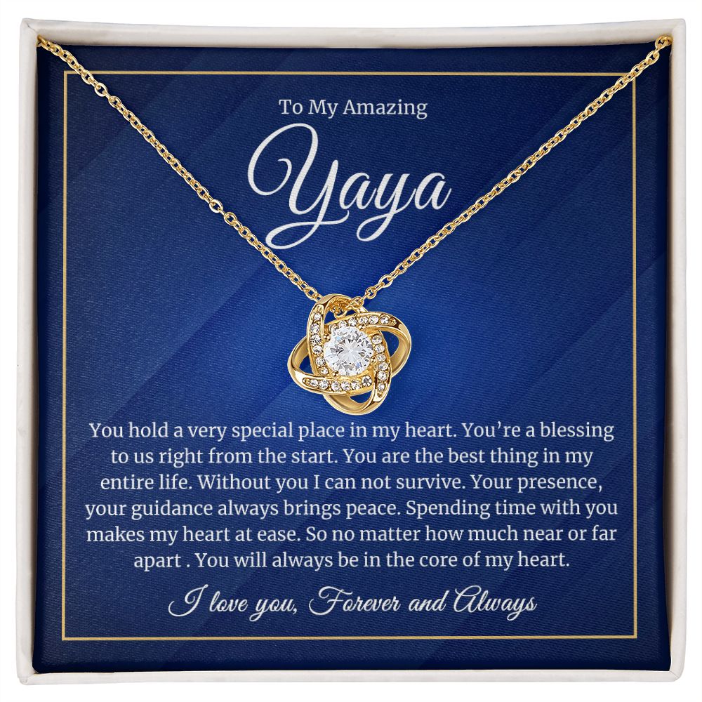 To My Yaya - Special Place in My Heart - Love Knot Necklace
