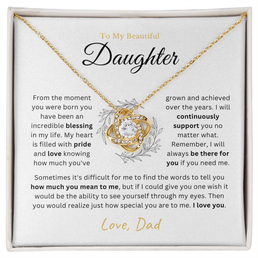To My Daughter - I will always be there - Love-knot Necklace