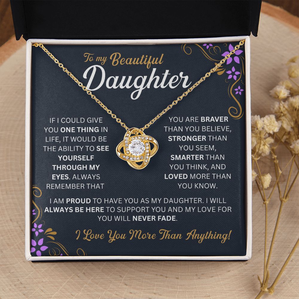 To My Daughter - Always Here - Love-knot Necklace
