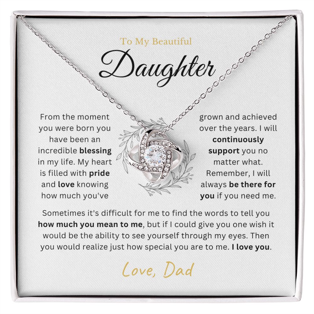 To My Daughter - I will always be there - Love-knot Necklace