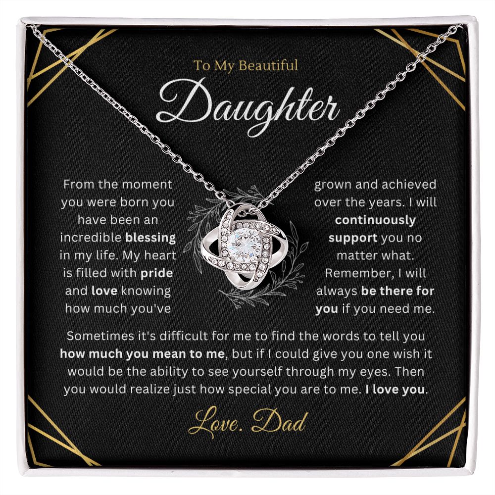 To My Daughter - Incredible Blessing - Love-knot Necklace