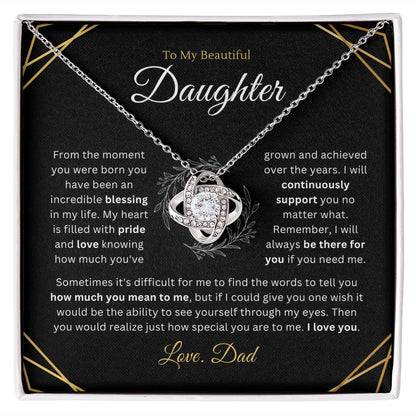 To My Daughter - Incredible Blessing - Love-knot Necklace