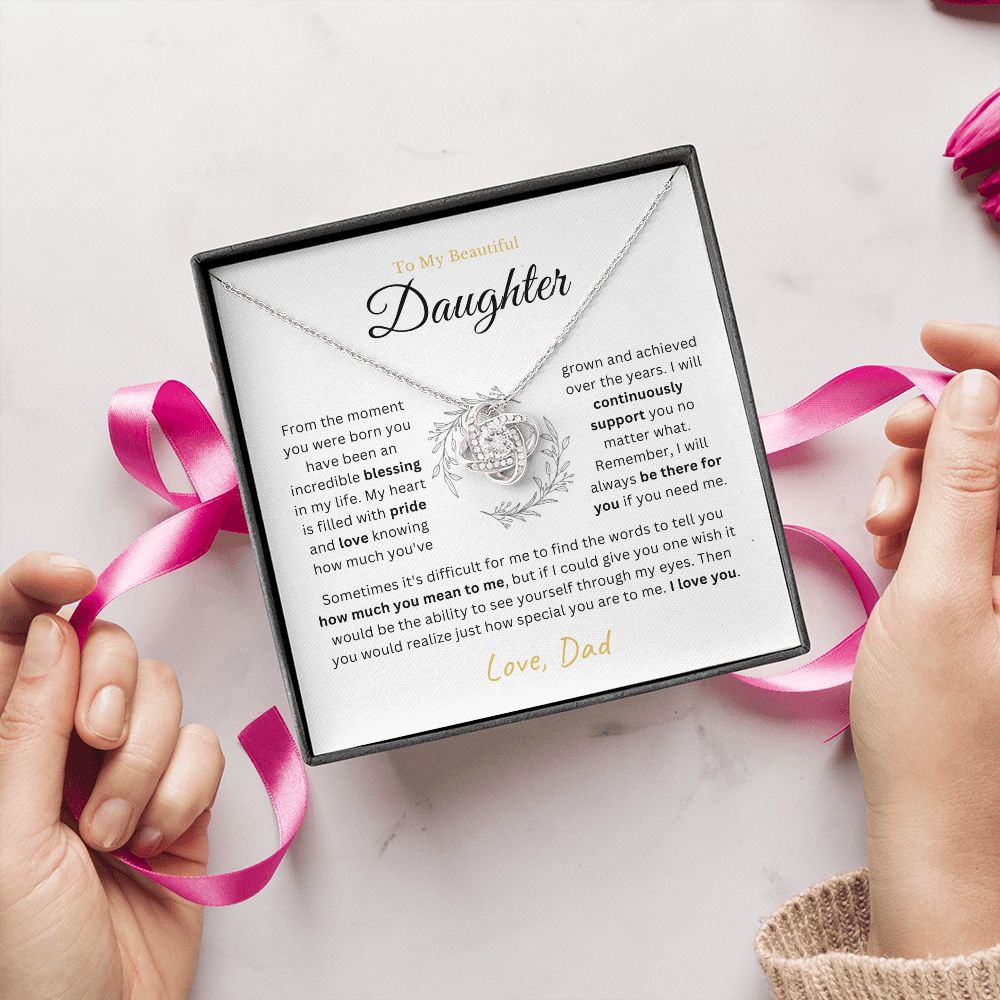To My Daughter - I will always be there - Love-knot Necklace