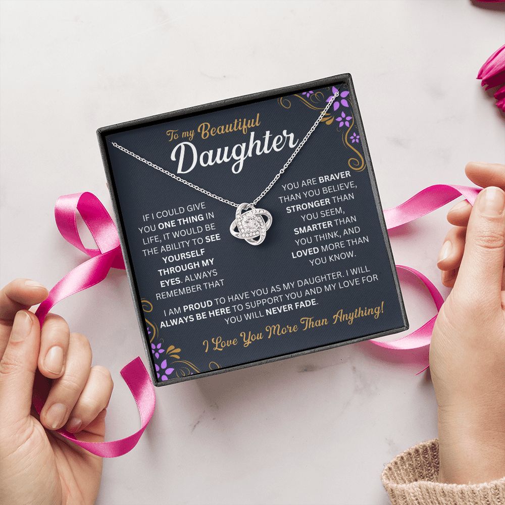 To My Daughter - Always Here - Love-knot Necklace
