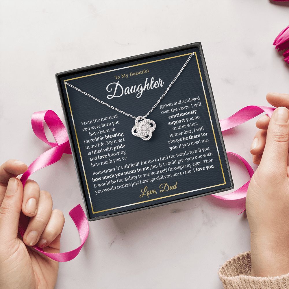 To My Daughter - From the moment you were born - Love-knot Necklace