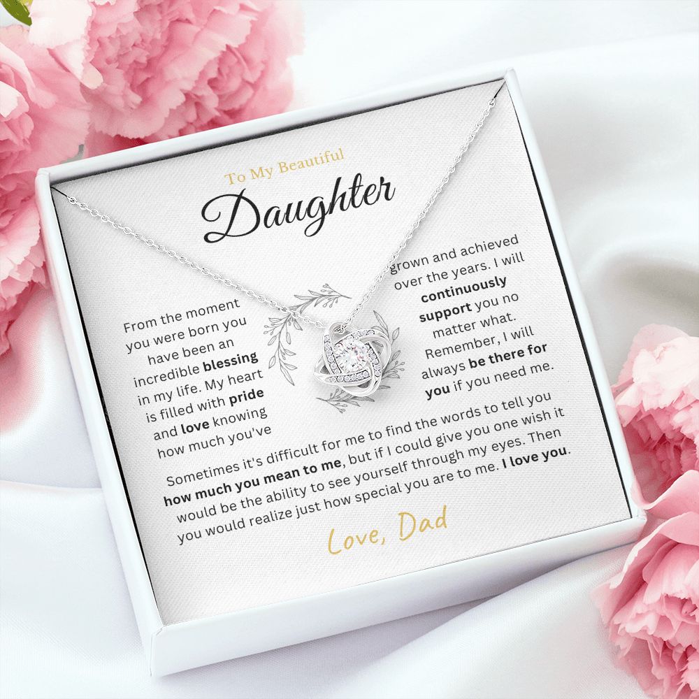 To My Daughter - I will always be there - Love-knot Necklace