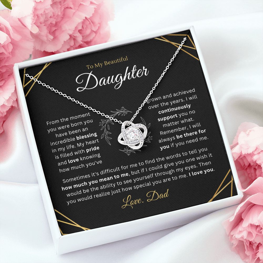 To My Daughter - Incredible Blessing - Love-knot Necklace