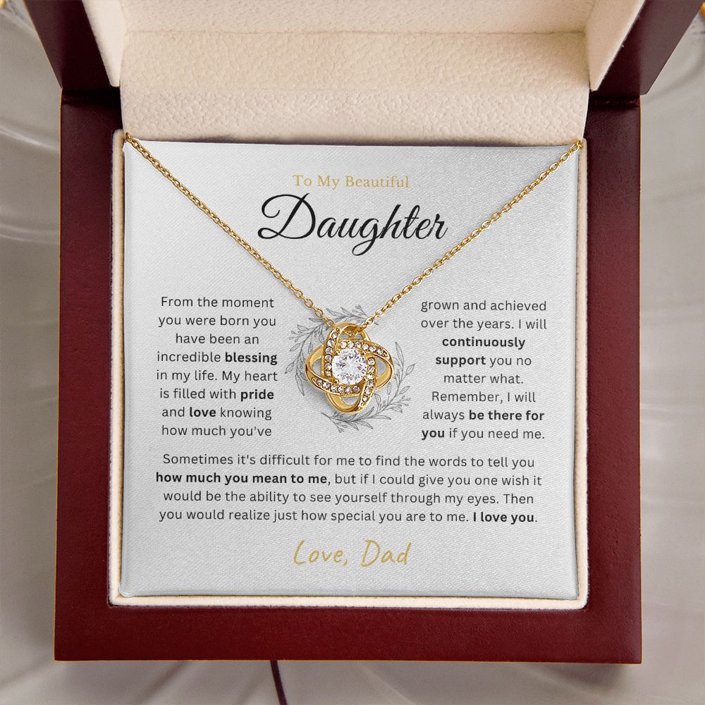 To My Daughter - I will always be there - Love-knot Necklace