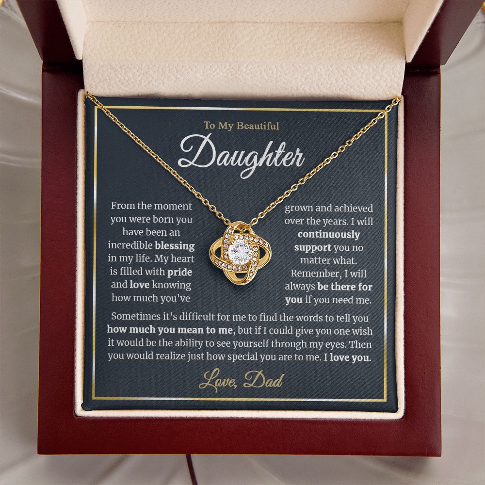 To My Daughter - From the moment you were born - Love-knot Necklace