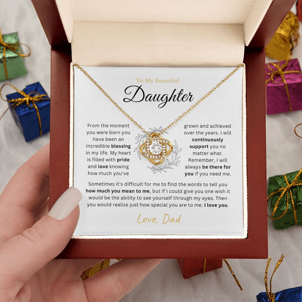 To My Daughter - I will always be there - Love-knot Necklace