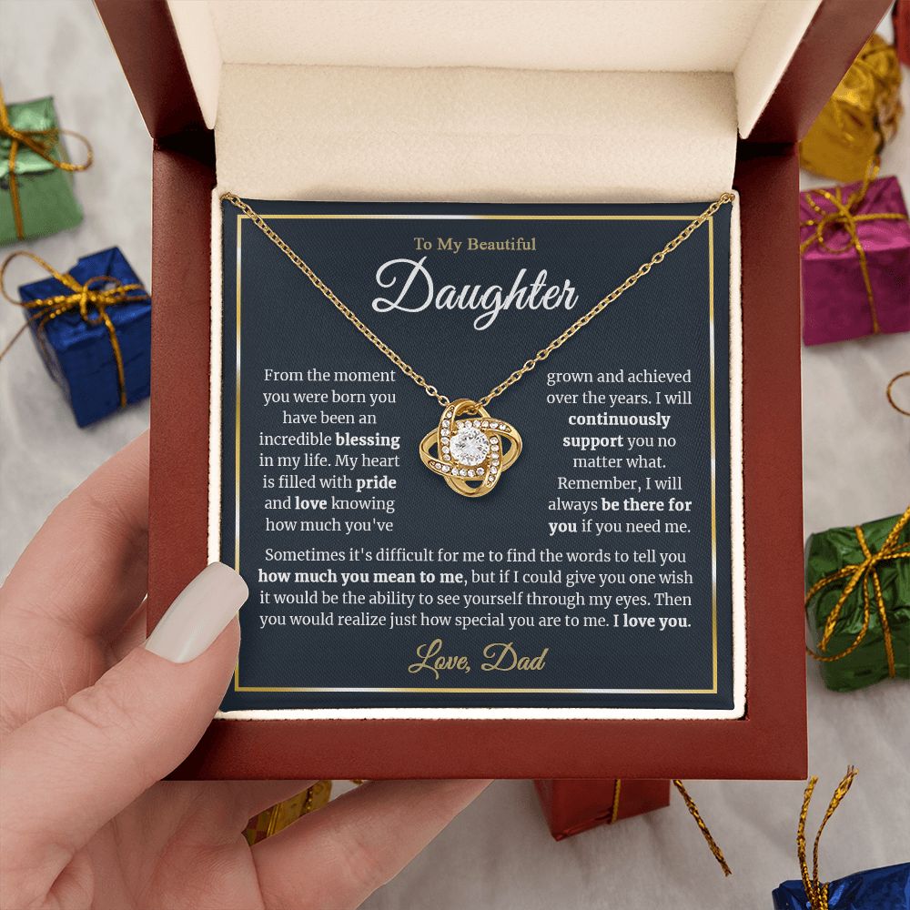 To My Daughter - From the moment you were born - Love-knot Necklace
