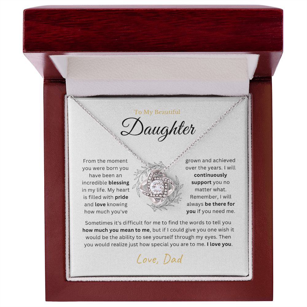 To My Daughter - I will always be there - Love-knot Necklace