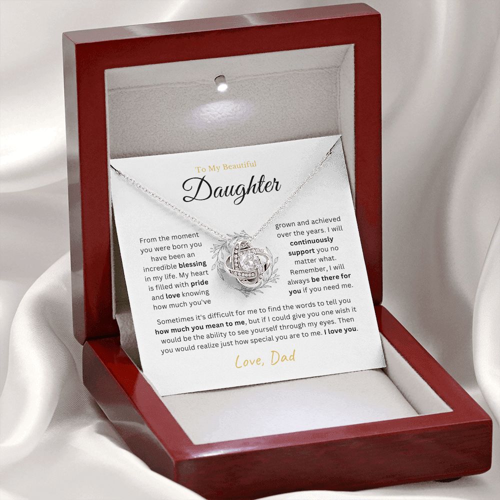 To My Daughter - I will always be there - Love-knot Necklace