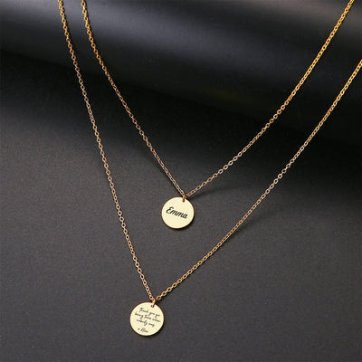 Wife - Disc Pendant Necklace - Grey