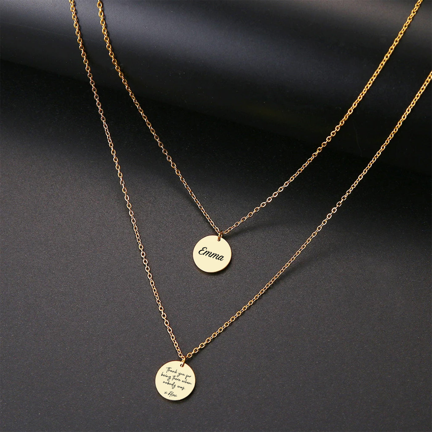 To My Wife - Custom Disc Pendant Necklace - Black