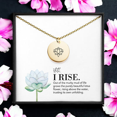 Disc Necklace Lotus FLower with name