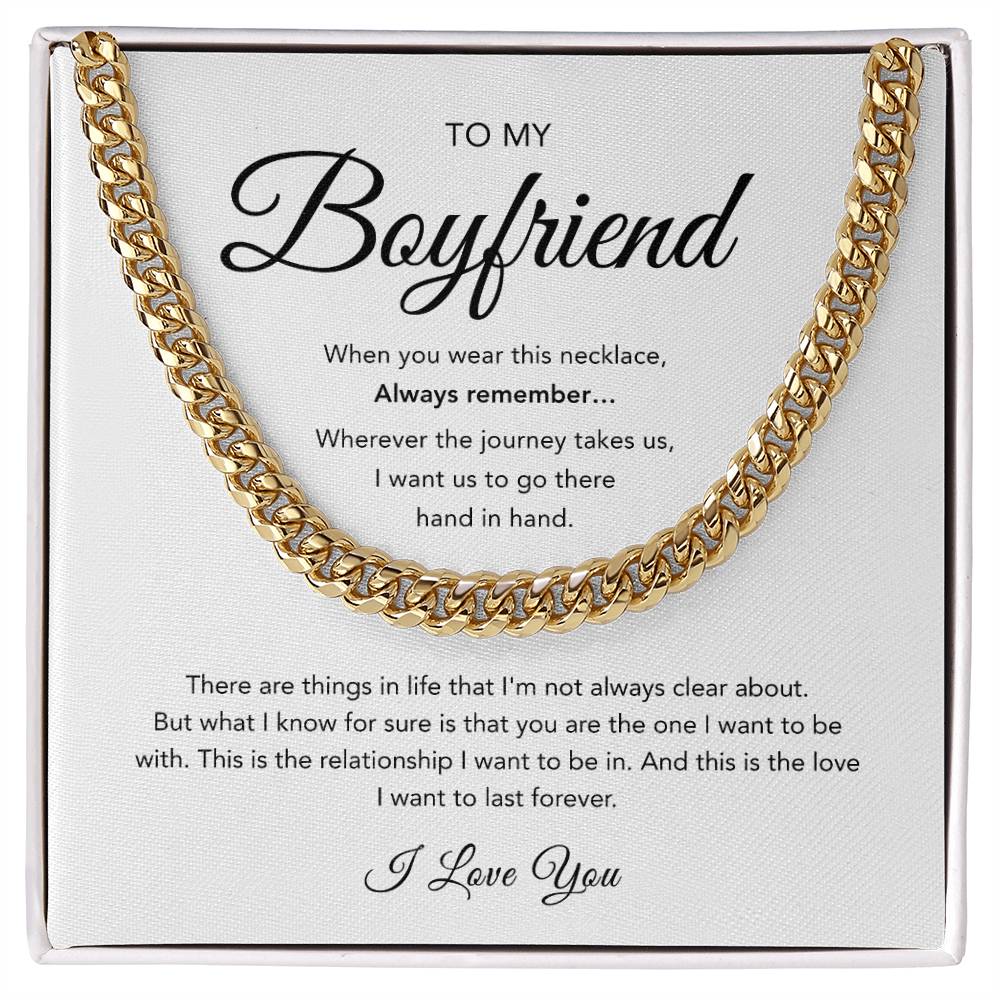 Boyfriend Necklace - Cuban Link Chain - White