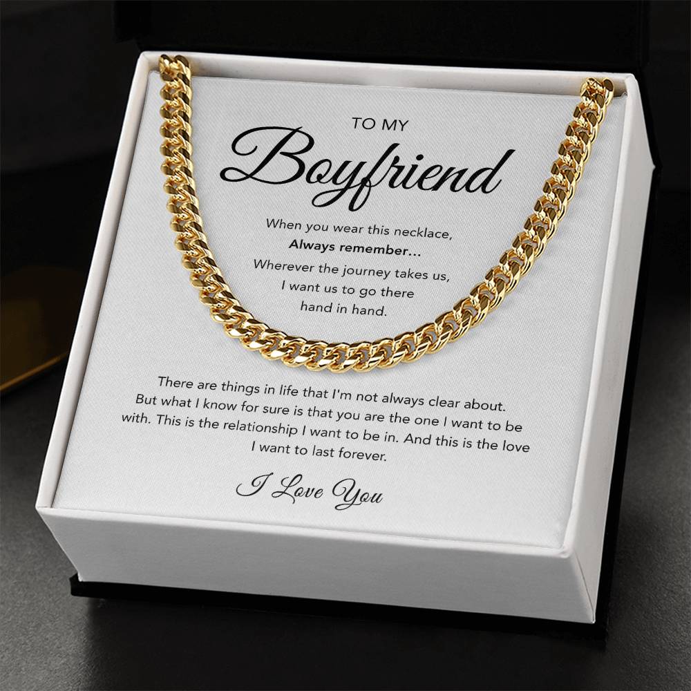 Boyfriend Necklace - Cuban Link Chain - White