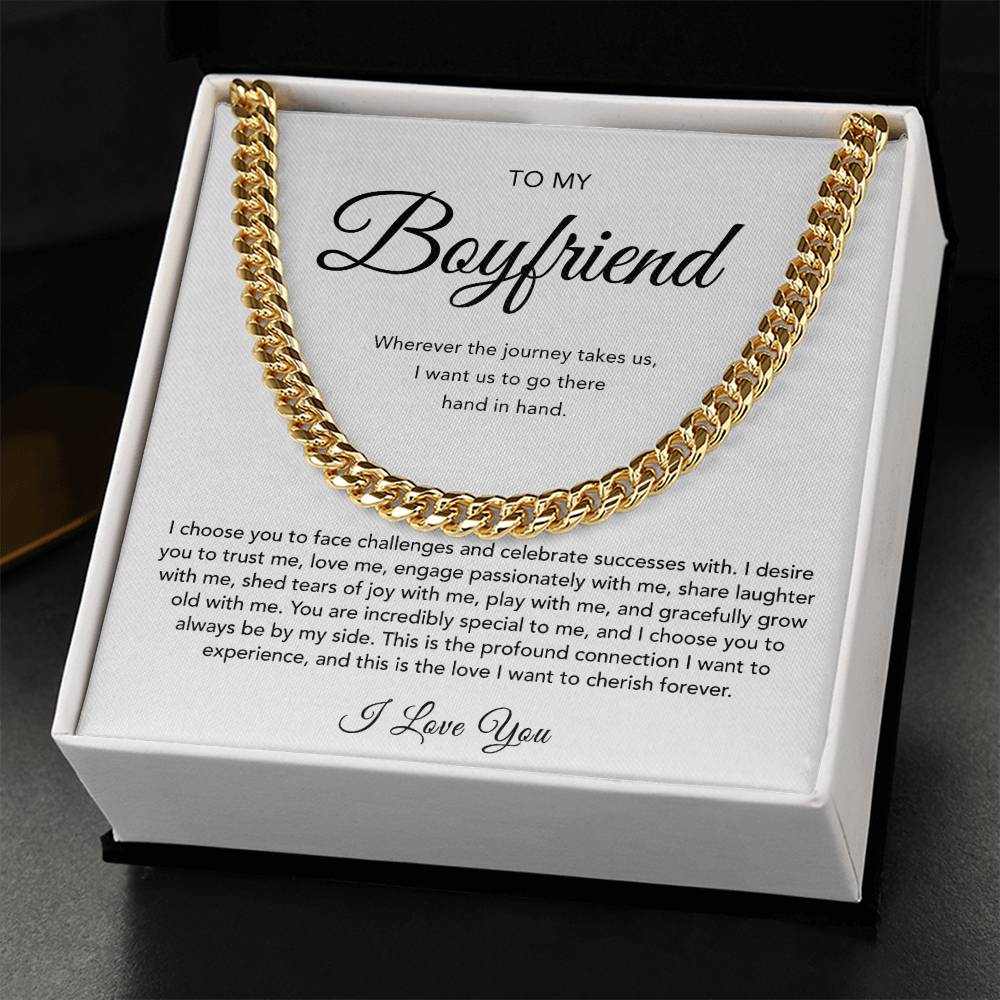 Boyfriend Necklace - Connection - Cuban Link Chain - White
