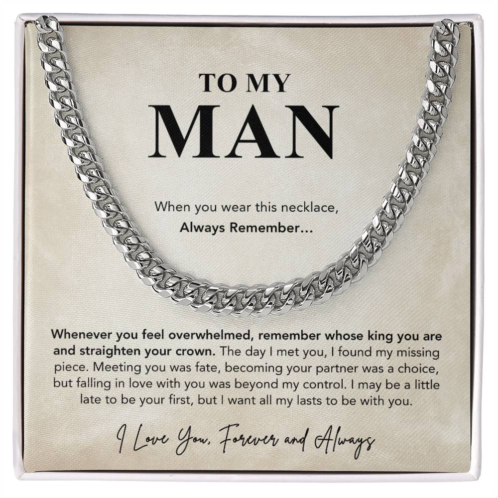To My Man Necklace - Cuban Link Chain - Beije