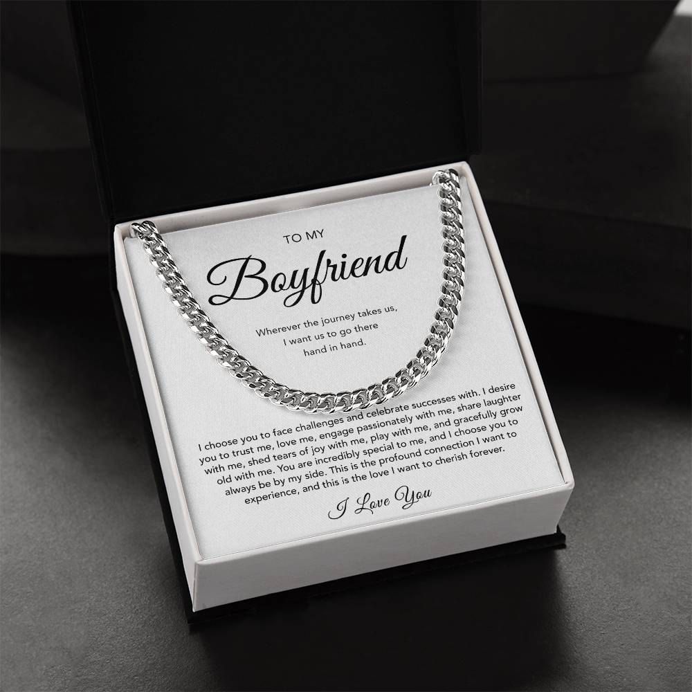 Boyfriend Necklace - Connection - Cuban Link Chain - White