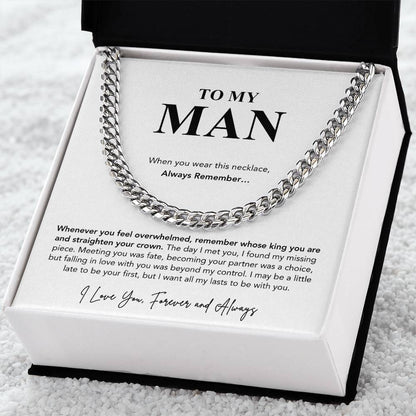 To My Man Necklace - Cuban Link Chain - White