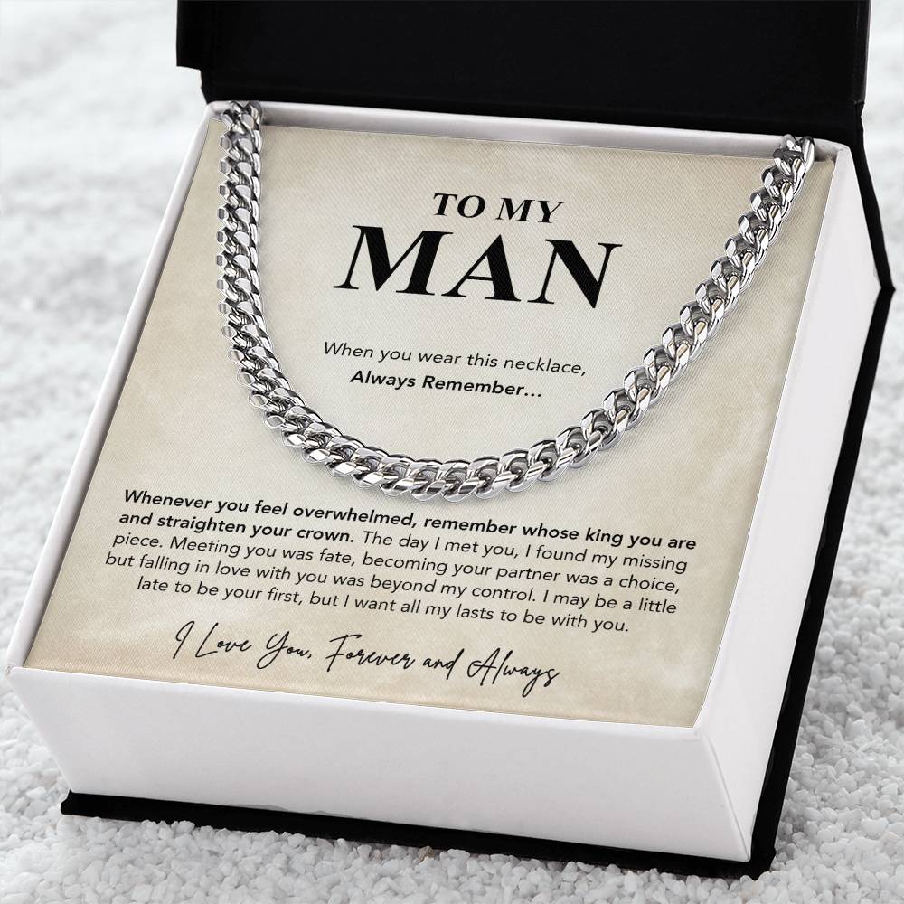 To My Man Necklace - Cuban Link Chain - Beije