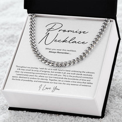 Promise Necklace for him - Cuban Link Chain - White