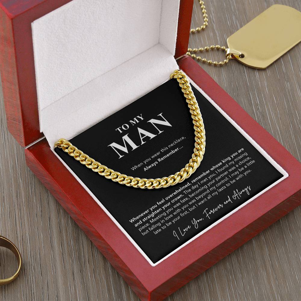 To My Man Necklace - Cuban Link Chain - Black