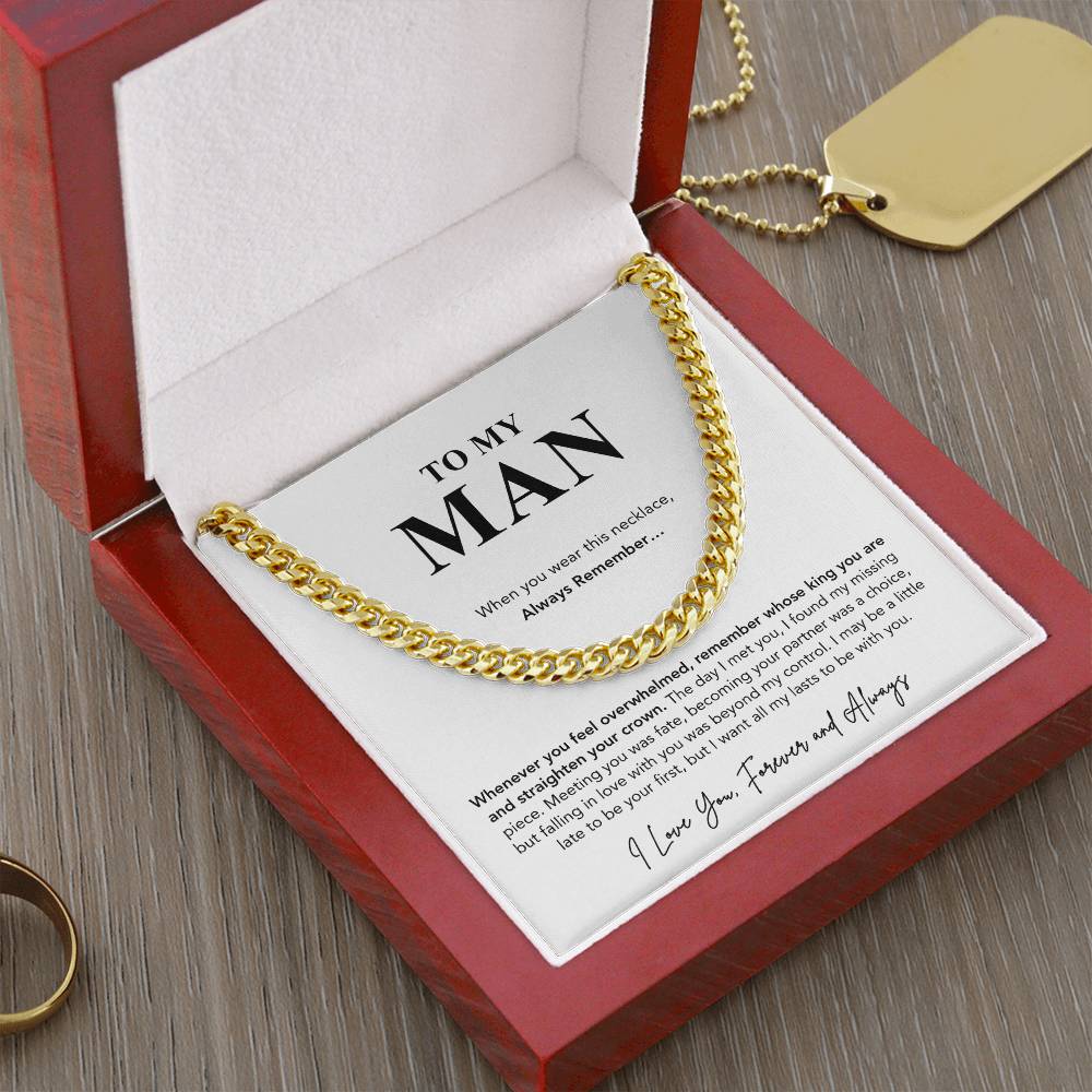 To My Man Necklace - Cuban Link Chain - White