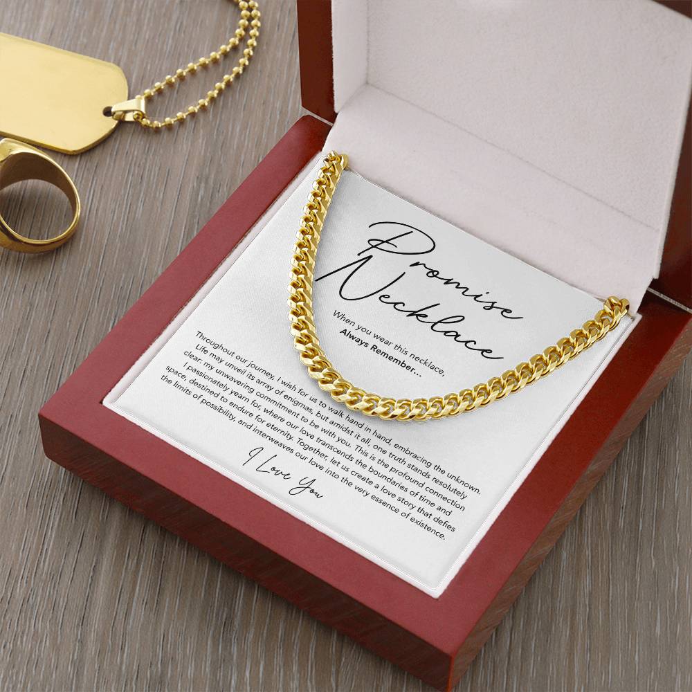 Promise Necklace for him - Cuban Link Chain - White