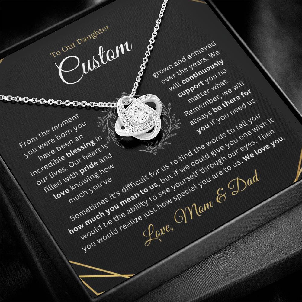 TO MY DAUGHTER - Custom Name - LOVE-KNOT NECKLACE